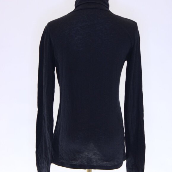 Majestic Filatures Cashmere Cotton Turtleneck in Black, Size 2 - Picture 4 of 8